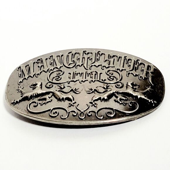 Manchester LTD Belt Buckle 4" Wide Name Spell Out & Lions Crest Scroll Work VGC! - Picture 2 of 10